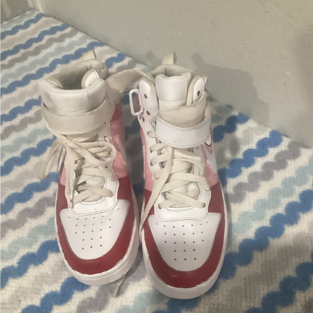 HELLO KITTY X Nike Air Force 1s Custom Women's High-Top Sneakers - Red and White